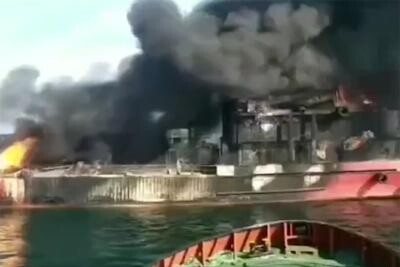 Vaporul Namura Queen a luat foc / Foto: captură video