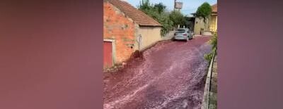 Inundație cu vin roșu în Portugalia: Rezervoare sparte, localnici uluiți